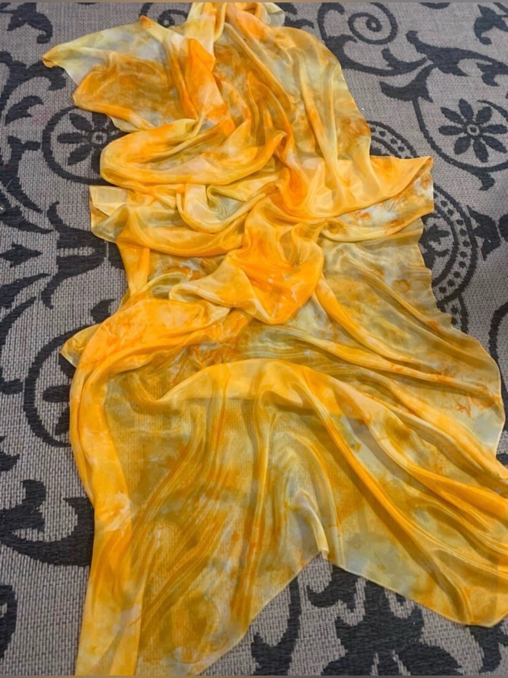 Orange & Yellow Silk Veil